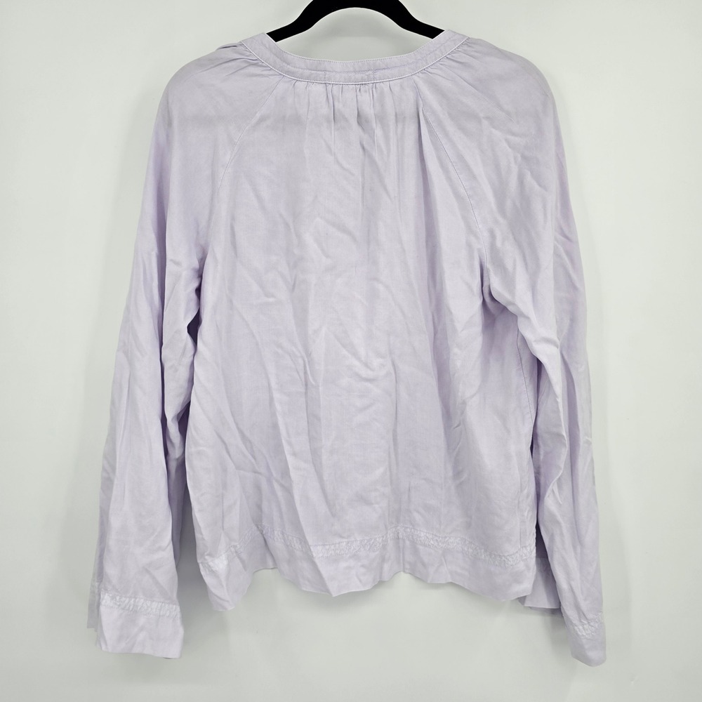 Bella Dahl Lavender Tencel Lyocell Split V-Neck Embroidered Top Womens Medium - Picture 2 of 11